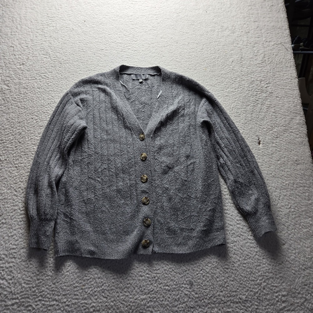Berkley Jensen Cardigan Sweater Womens Small Gray V Neck Long Sleeve Knit